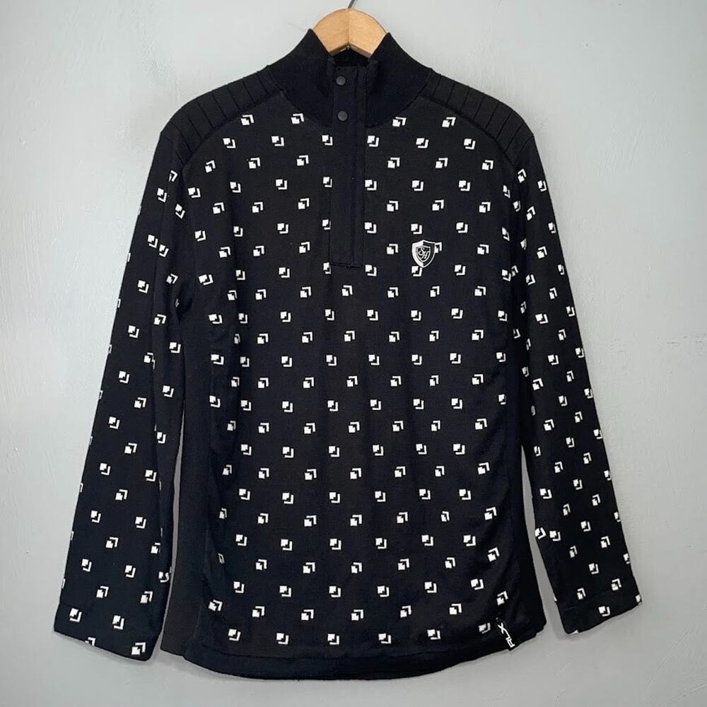 RLX Ralph Lauren Sweater Size Small Black White 1/4 Zip Academia Preppy Golf